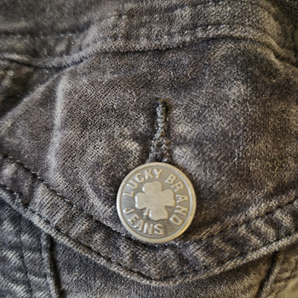 Lucky Brand Jeans The Tommy Trucker Charcoal Black Velvet Jacket - M - Picture 10 of 15